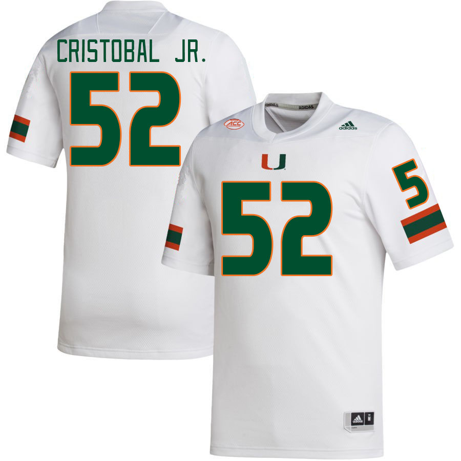Men #52 Luis Cristobal Jr. Miami Hurricanes College Football Jerseys Stitched Sale-White